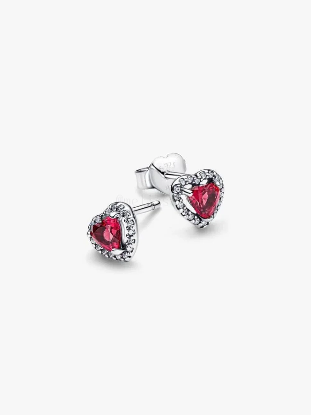 Pandora Elevated Red Heart Stud Earrings